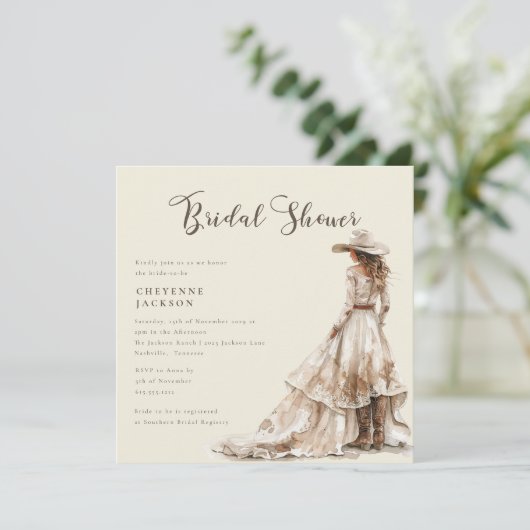 Western Cowgirl and Lace Cowboy Boots Baby Shower  Einladung (Stehend Vorderseite)