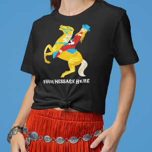 Western Cowgirl auf einem Pferd Custom Message Gra T-Shirt