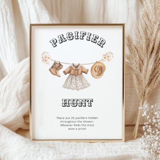 Western Cowgirl Baby Dusche Schnuller Jagd Poster