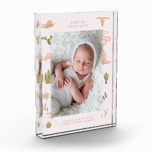 Western Cowgirl Baby Vertikales Foto Keepake