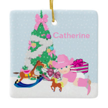 Western Cowgirl Baby Weihnachtsbaum Szene