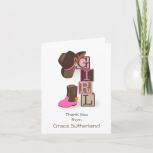Western Cowgirl Babydusche Vielen Dank Hinweis Dankeskarte