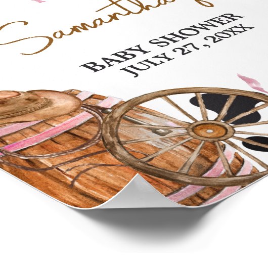 Western Cowgirl Babydusche Willkommen Poster (Ecke)