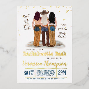 Western Cowgirl Bachelorette Brautparty Folieneinladung