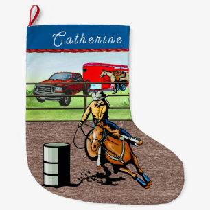 Western Cowgirl Barrel Racer Großer Weihnachtsstrumpf