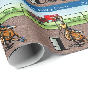 Western Cowgirl Barrel Racing Personalisiert Geschenkpapier