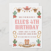 western cowgirl birthday invitations einladung (Vorne/Hinten)