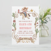 western cowgirl birthday invitations einladung (Stehend Vorderseite)