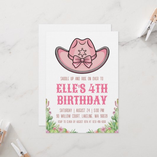 western cowgirl birthday invitations einladung (Vorderseite/Rückseite Beispiel)