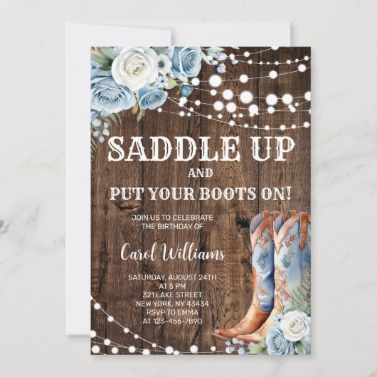 Western Cowgirl Birthday Party Einladung (Vorderseite)