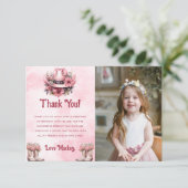 Western Cowgirl Birthday Party Foto Dankeskarte (Stehend Vorderseite)