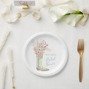 Western Cowgirl Blumenschuhe Dusche Pappteller