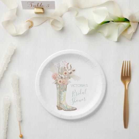 Western Cowgirl Blumenschuhe Dusche Pappteller (Hochzeit)