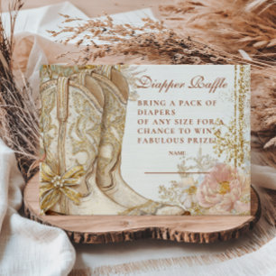 Western Cowgirl Boots Floral Diapper Raffle Begleitkarte
