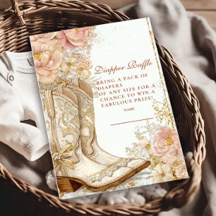 Western Cowgirl Boots Floral Diapper Raffle Begleitkarte