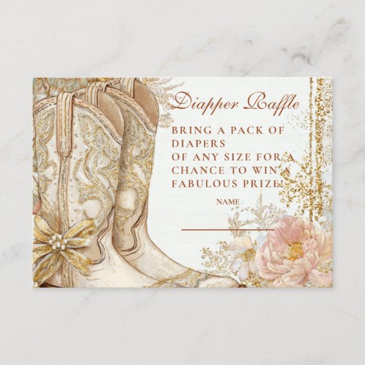Western Cowgirl Boots Floral Diapper Raffle Begleitkarte (Vorderseite)