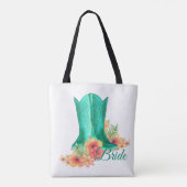 Western Cowgirl Boots Wedding Bride Tote Bag Tasche (Rückseite)