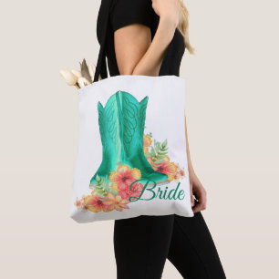 Western Cowgirl Boots Wedding Bride Tote Bag Tasche