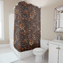 Western Cowgirl Brown Blume Duschvorhang