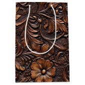 Western Cowgirl Brown Blume Mittlere Geschenktüte (Vorderseite)