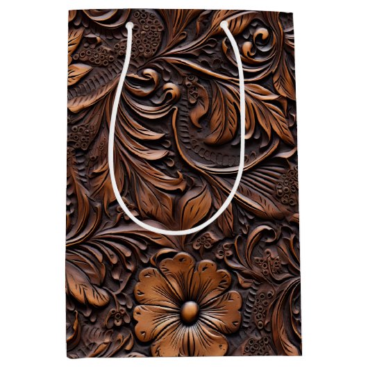 Western Cowgirl Brown Blume Mittlere Geschenktüte (Vorderseite)