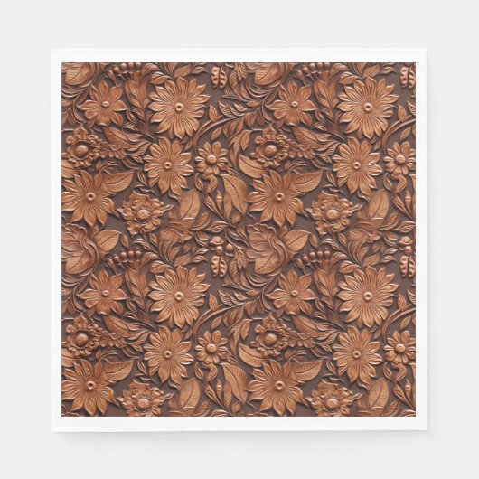 Western Cowgirl Brown Floral Serviette (Vorderseite)