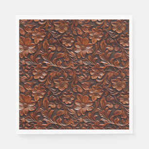 Western Cowgirl Brown Floral Serviette