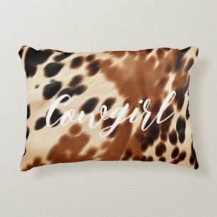 Western Cowgirl Brown White Cowhide Dekokissen