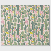 Western Cowgirl Cactus Desert Floral Pattern Geschenkpapier (Flach)