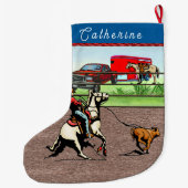 Western Cowgirl Calf Roping Großer Weihnachtsstrumpf (Rückseite)