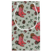 Western Cowgirl Christmas Pink und Green Kleine Geschenktüte (Rückseite)