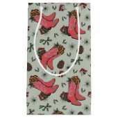 Western Cowgirl Christmas Pink und Green Kleine Geschenktüte (Vorderseite)