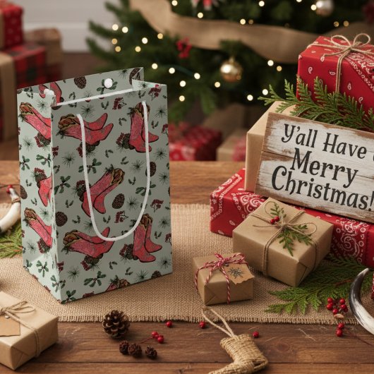Western Cowgirl Christmas Pink und Green Kleine Geschenktüte