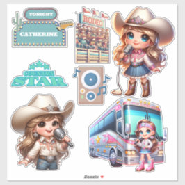 Western Cowgirl Country Music Star Custom Aufkleber