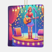 Western Cowgirl Country Singer Weihnachten Keramikornament (Links)