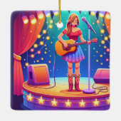 Western Cowgirl Country Singer Weihnachten Keramikornament (Rückseite)