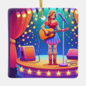 Western Cowgirl Country Singer Weihnachten Keramikornament (Vorderseite)