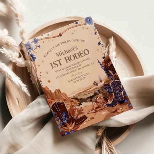 Western Cowgirl Cowboy First Birthday Einladung