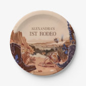 Western Cowgirl Cowboy First Birthday Pappteller (Vorderseite)