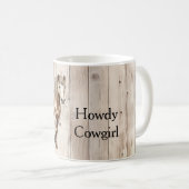 Western Cowgirl Cowboy Horse Faux Wood Kaffeetasse (VorderseiteRechts)