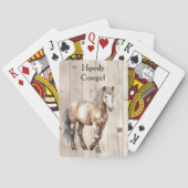 Western Cowgirl Cowboy Horse Faux Wood Spielkarten (Rückseite)