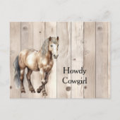 Western Cowgirl Cowboy Horse Imitats Wood Postkarte (Vorderseite)
