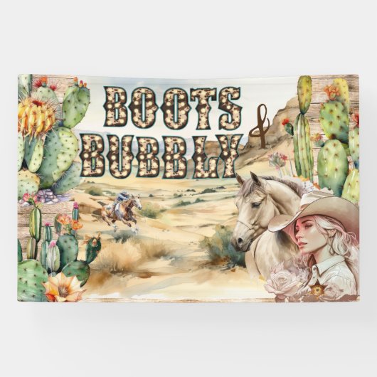 Western Cowgirl Cowboy rustikale Wüstenkaktus Banner (Horizontal)