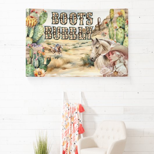 Western Cowgirl Cowboy rustikale Wüstenkaktus Banner (InSitu)