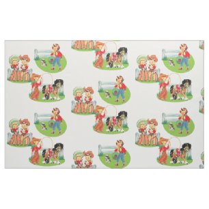 Western-Cowgirl-Cowboy scherzt Pferdegewebe 9" Stoff