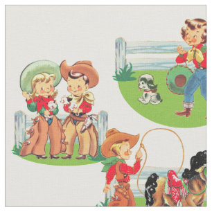 Western-Cowgirl-Cowboy scherzt Pferdegewebe Stoff