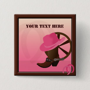 Western Cowgirl Custom Button