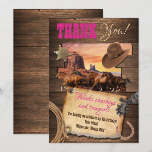 Western-Cowgirl-Dankeschön-Karte Einladung