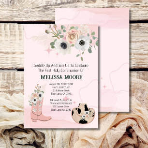 Western-Cowgirl-Erstkommune satteln Einladung