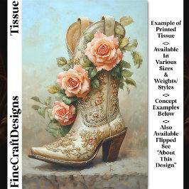 Western Cowgirl Fashion Boot-Rose DF9L Decoupage Seidenpapier